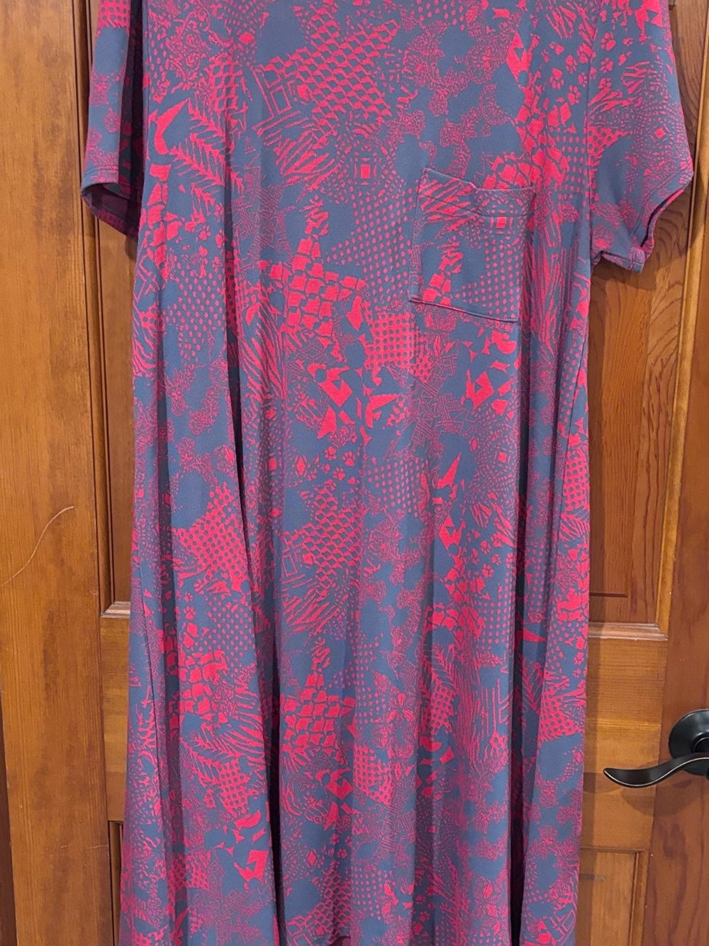 LuLaRoe Maxi Dress in Pink and Blue Abstract Print